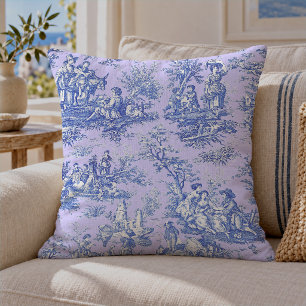 Antikes Violettblau Französisches Land Toile de Jo Kissen