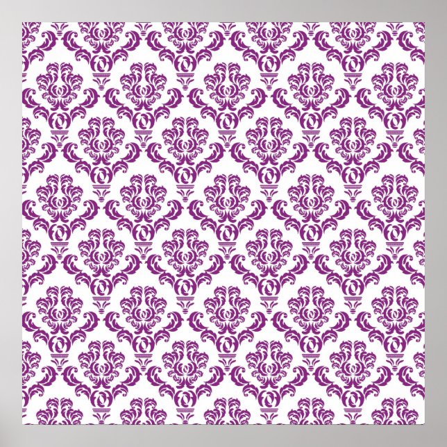 Antikes violettes Damastmuster Poster (Vorne)