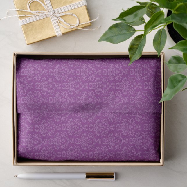 Antikes violettes Damastmuster Seidenpapier (Geschenk)
