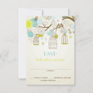 ANTIKES VOGELKÄFIG FLORALES FRÜHJAHR RSVP KARTE