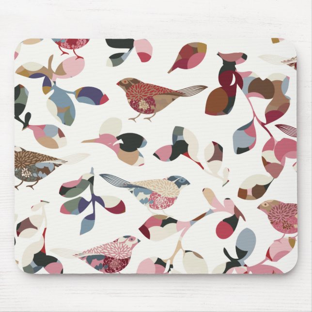 Antikes Vogeltapetenmuster Mousepad (Vorne)
