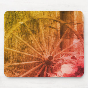 Antikes Wagenrad Vintage Schwarzweiß Mousepad