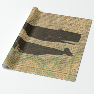 Antikes Wal-Nautik-Vintage-Ozean-Meeresleben Geschenkpapier