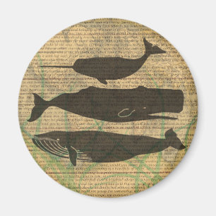 Antikes Wal-Nautik-Vintage-Ozean-Meeresleben Magnet