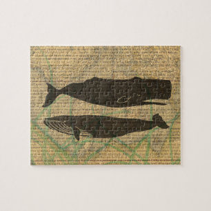 Antikes Wal-Nautik-Vintage-Ozean-Meeresleben Puzzle