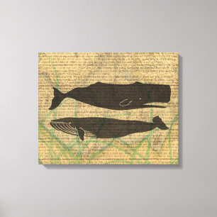 Antikes Walfisch-Marine-Vintage-Ozean-Meeresleben Leinwanddruck