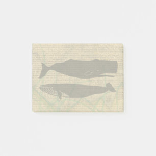 Antikes Walfisch-Marine-Vintage-Ozean-Meeresleben Post-it Klebezettel