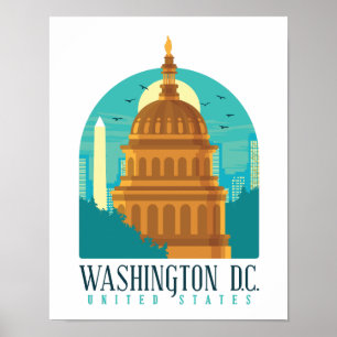 Antikes Washington D.C. United States Capitol Poster