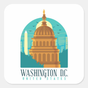 Antikes Washington D.C. United States Capitol Quadratischer Aufkleber