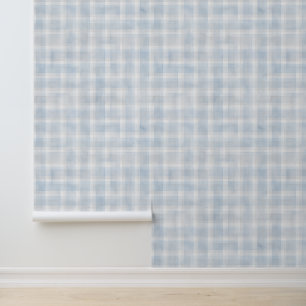 Antikes Wasserfarbe Blau-Grau-Gingham-Muster Tapete