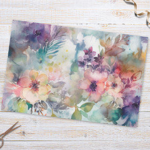 Antikes Wasserfarben-Blumen-Botanik-Muster Seidenpapier