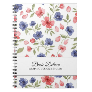 Antikes Wasserfarben-Blumen-Spiral-Foto-Notizbuch Notizblock