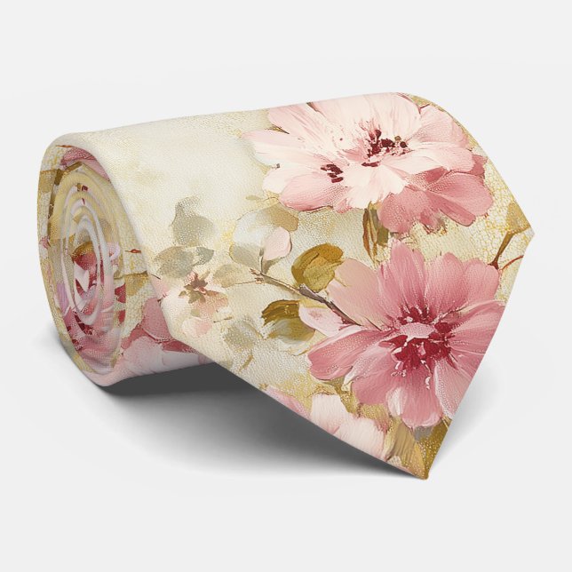 Antikes Wasserfarben-Blumenmuster Krawatte (Gerollt)