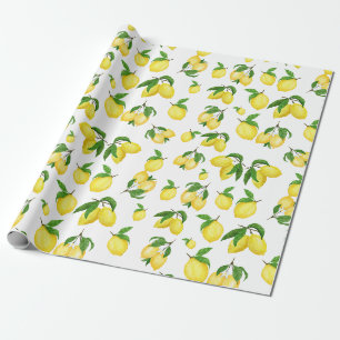 Antikes Wasserfarben-Limonen- und Grünmuster Geschenkpapier