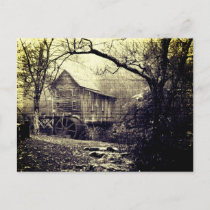 Antikes Wasserrad Postkarte