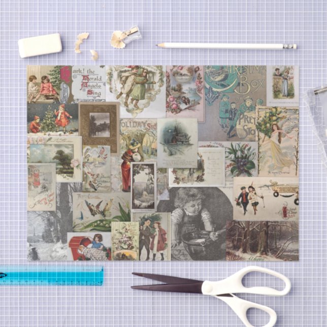 Antikes Weihnachten Ephemera Collage Decoupage Seidenpapier (Handwerk)