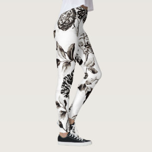 Antikes Weiß- und Schwarz-Vintages Blumengeflecht  Leggings
