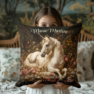 Antikes Weißes Florales Einhorn Fantasy Waldland Kissen