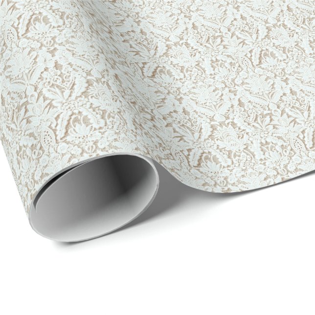 Antikes weißes Spitzen-Wrapper-Papier im Coquette- Geschenkpapier (Rolleneckpunkt)