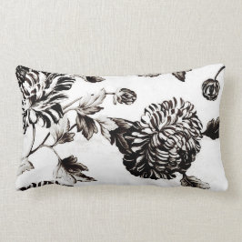 Antikes weißes u. schwarzes botanisches lendenkissen