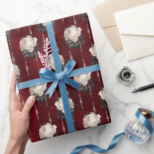 Antikes Weißrose-Gotik-Damaskus-Muster Geschenkpapier