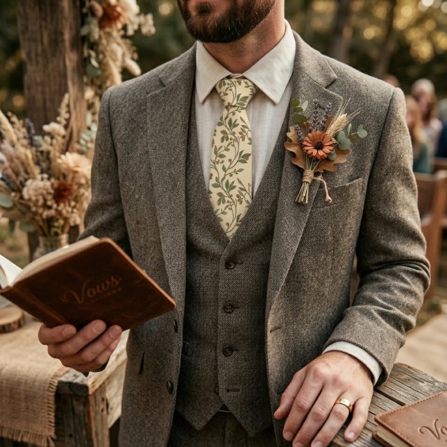 Antikes Wildblumen-Rustikales Rebenmuster Krawatte (Von Creator hochgeladen)