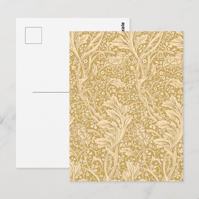 Antikes William Morris Arcadia Gold Nahtlos Postkarte (Vorne/Hinten)