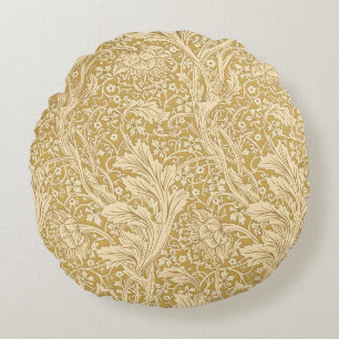 Antikes William Morris Arcadia Gold Nahtlos Rundes Kissen