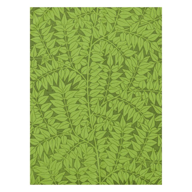 Antikes William Morris Branch Grünes Blatt Muster Tischdecke (Vorderseite)