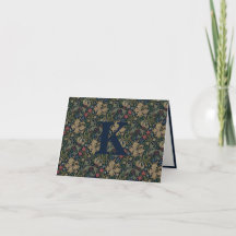 Antikes William Morris Navy Blau Rot Chrysantheme