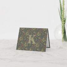 Antikes William Morris Navy Blau Rot Chrysantheme