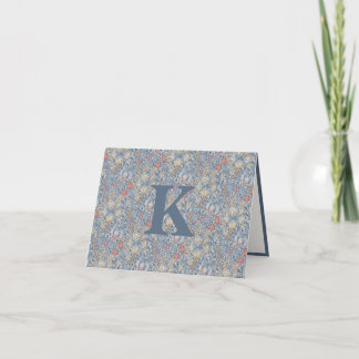 Antikes William Morris Navy Blau Rot Chrysantheme Dankeskarte