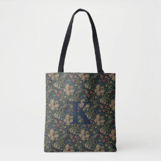 Antikes William Morris Navy Blau Rotes Chrysanthem