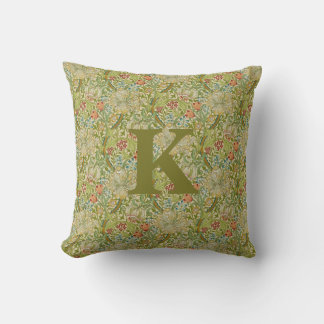 Antikes William Morris Navy Blau Rotes Chrysanthem Kissen