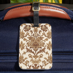 Antikes William Morris Venetian Floral Braun Weiß Gepäckanhänger