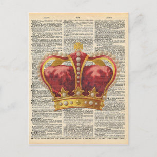 Antikes Wörterbuch Kunst Royal Crown Rot Gold Postkarte