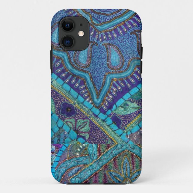 Antikes wulstiges gesticktes Patchwork-Gewebe Case-Mate iPhone Hülle (Rückseite)