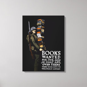Antikes WWI-Plakat - Bücher gesucht Leinwanddruck