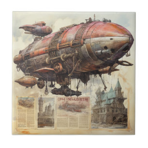 Antikes Zeppelin-Kupfer-Messing-Luftschiff Fliese
