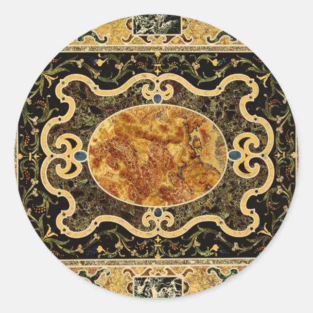Antikes Ziermuster - italienisches Gemsteinmuster Runder Aufkleber (Vorderseite)