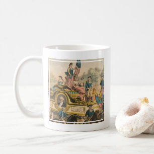 Antikes Zirkusplakat mit einer Paradenummer Kaffeetasse
