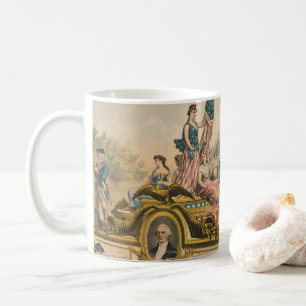 Antikes Zirkusplakat mit Umzugswagen Kaffeetasse