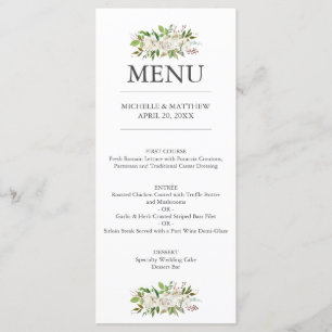 Antikgarten Elegante botanische Hochzeit Menükarte