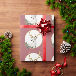 Antikrote Burgunderhirsch-Geweih-Verpackungspapier Geschenkpapier