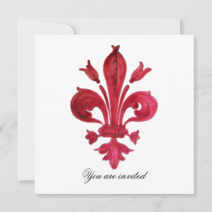 ANTIKROTES ROTES FLEUR DE LIS Damast Edelstein Mon Einladung