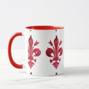 ANTIKROTES ROTES LILIEN WAPPEN IN WEISS Heraldisch Tasse