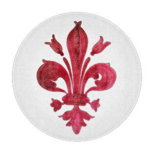 ANTIKROTES ROTES LILIENWAPPEN IN WEISS Heraldische Schneidebrett