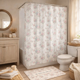 AntikRustikal Verspielter Shabby Chic Stil Blumen  Duschvorhang