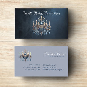 Antikshop, vintage alter Kronleuchter Gold und Bla Visitenkarte