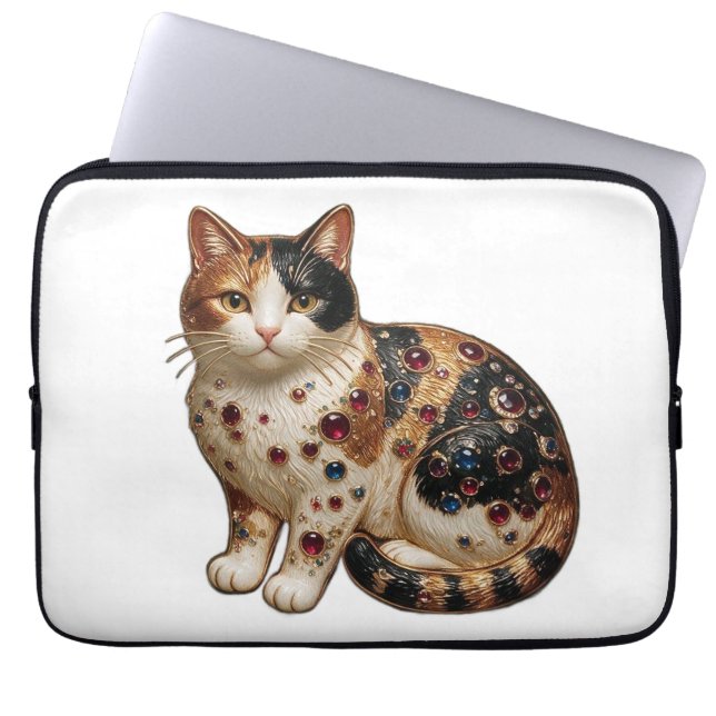 Antikstil feine Dreifarbenkatze Laptopschutzhülle (Vorderseite)